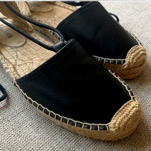 Soludos Espadrilles Black Leather Size 8